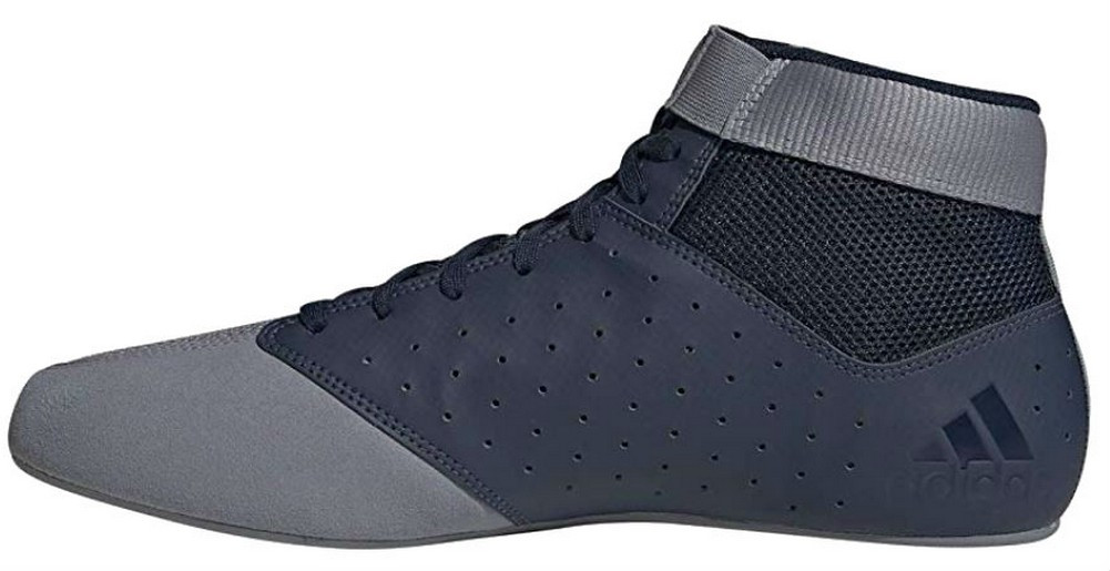 Adidas Mat Hog 2.0 Wrestling Mat Shoe Ankle Strap Wrestler Navy/Gray - Sports Diamond