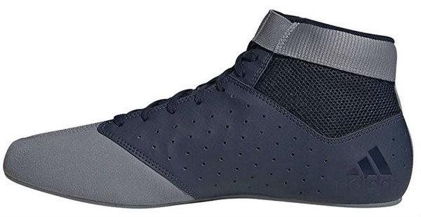 Adidas Men's Mat Hog 2.0 Wrestling Mat Shoe Ankle Strap Wrestler Navy/Gray  - Sports Diamond