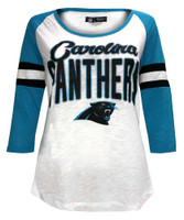 New Era Women's NFL Carolina Panthers Scoop Neck T-Shirt 3/4 Sleeve Tee 78030L