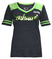 New Era Women's NFL Seattle SeaHawks V-Neck T-Shirt Short Sleeve Tee QNTMLM