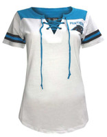 New Era Women's NFL Carolina Panthers T-Shirt Drawstring V-Neck Tee C40061L