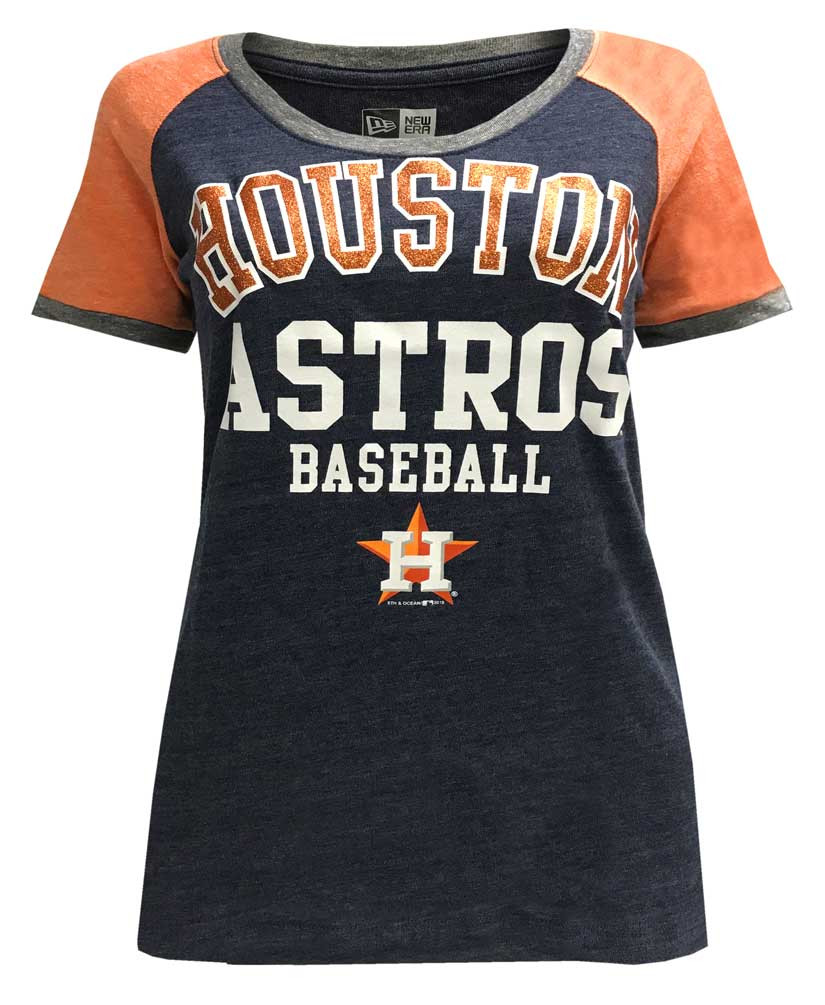 New Era Women's MLB Houston Astros Scoop T-Shirt Glitter Logo Tee 11537344