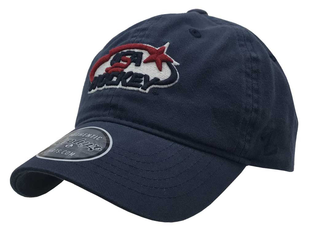 USA Hockey Prewashed Baseball Cap Hat Embroidered Arc & Star Logo