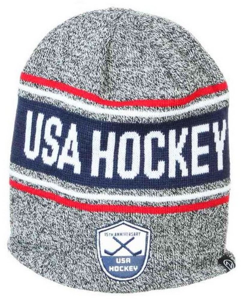 USA Hockey 15th Anniversary Beanie Cap Stocking Knit Hat Winter Sport