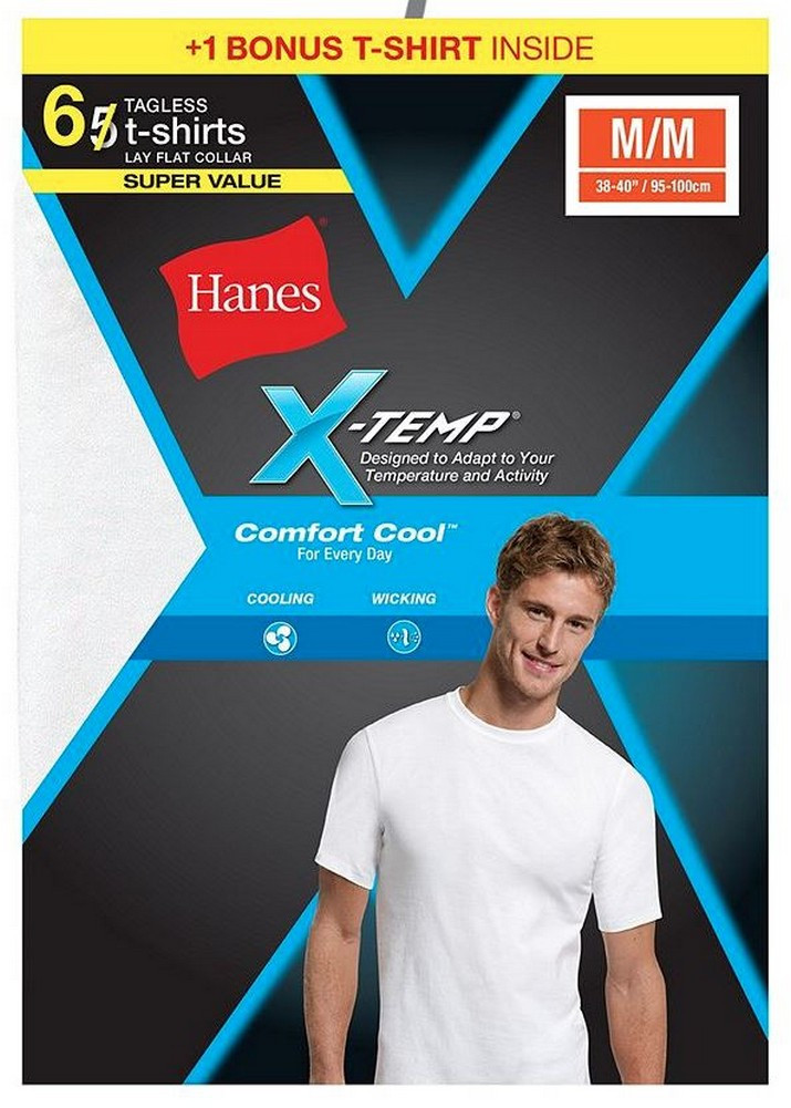 Hanes Men's XTemp Comfort Cool Crew Neck TShirt Undershirt Tee 6 Pack