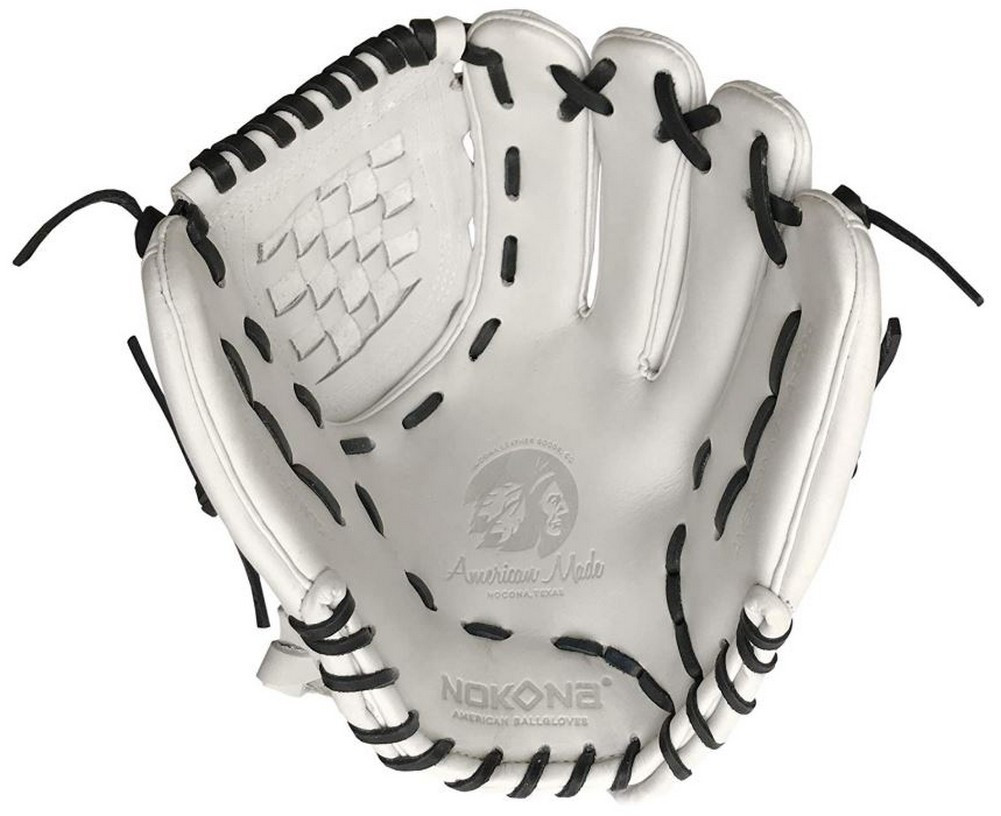 Nokona AmericanKip White 12" Fastpitch Softball Glove Close  Right
