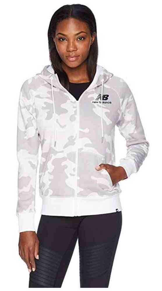 New Balance Womens Essentials Brush Full Zipper Hoodie Hoody