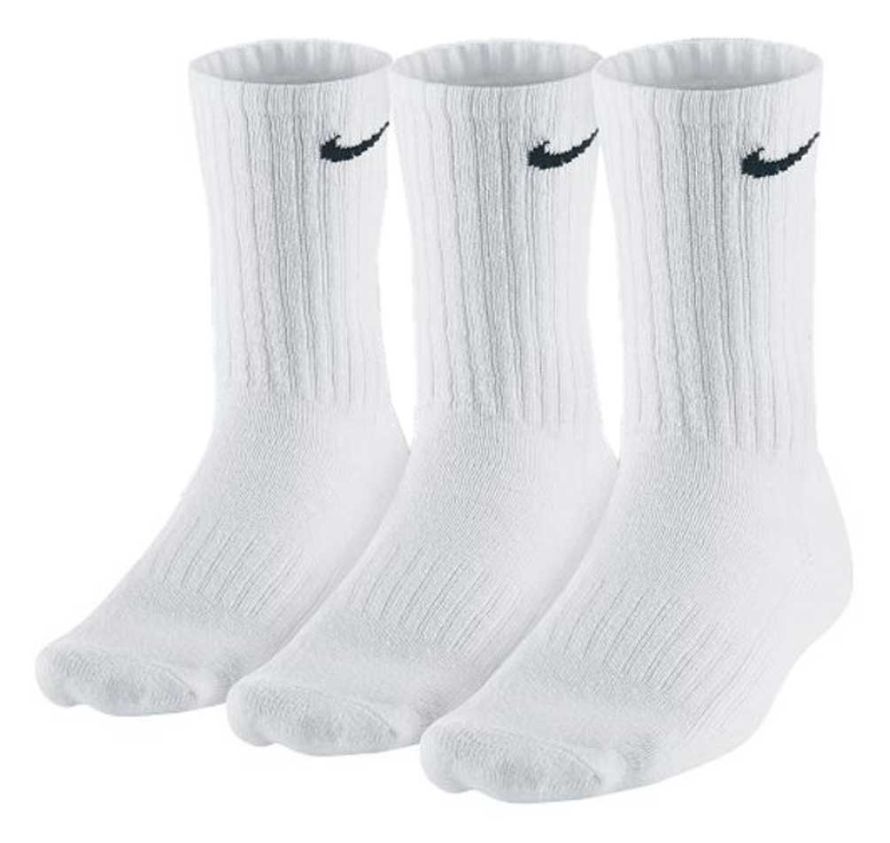 Nike Youth Half Crew Socks Dri-fit Cuschioned Foot Cotton (White-3 Pair ...