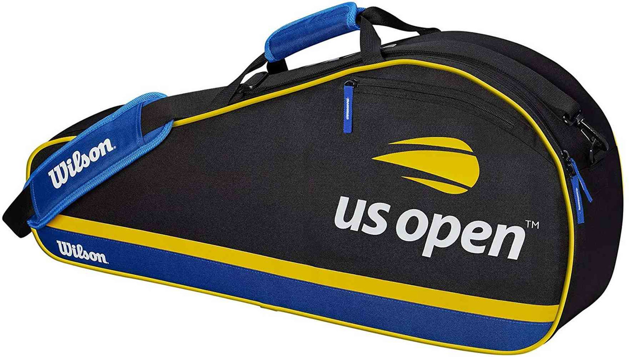 Wilson US Open Small Tennis Equipment Bag Fits 3 Rackets Racquets (Black/Blue) Sports Diamond