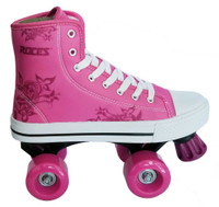 Roces Girls Casual Quad Roller Skate Pink Front Stopper Sneaker Style