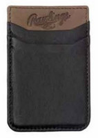 Rawlings Adhesive Credit Card Pocket Holder Baseball Genuine Leather 2 Slot Brn