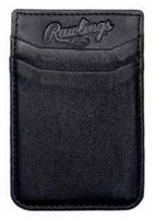 Rawlings Adhesive Credit Card Pocket Holder Baseball Genuine Leather 2 Slot Blk
