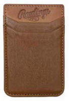 Rawlings Adhesive Credit Card Pocket Holder Baseball Genuine Leather 2 Slot Tan