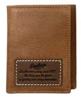 Rawlings American Story Patch Tri-fold Wallet Baseball Genuine Leather Tan