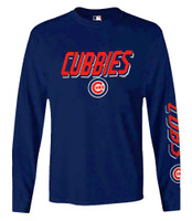 Fanatics Mens MLB Chicago Cubs Cubbies Slanted Slogan Tee T-Shirt L/S Baseball