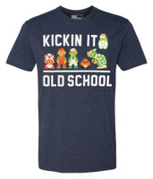 Rex Men's Mario Kicking It Old School Short Sleeve Cotton Blend T-Shirt - Blue