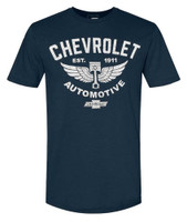 Rex Men's Chevrolet Automotive Short Sleeve Cotton Blend Graphic T-Shirt - Blue