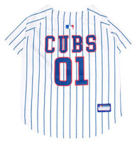 Pets First MLB Chicago Cubs Screen Printed Baseball Dog Jersey - White/Blue