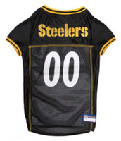 Pets First NFL Pittsburgh Steelers Screen Printed Mesh Dog Jersey - Black/Yellow