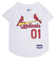 Pets First MLB St. Louis Cardinals Screen Printed Baseball Dog Jersey - White