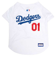 Pets First MLB Los Angeles Dodgers Screen Printed Baseball Dog Jersey - White