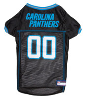 Pets First NFL Carolina Panthers Screen Printed Mesh Dog Jersey - Black & Blue