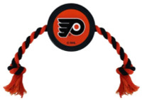 Pets First Philadelphia Flyers Rubber Hockey Puck and Tough Rope Pet Toy � Black