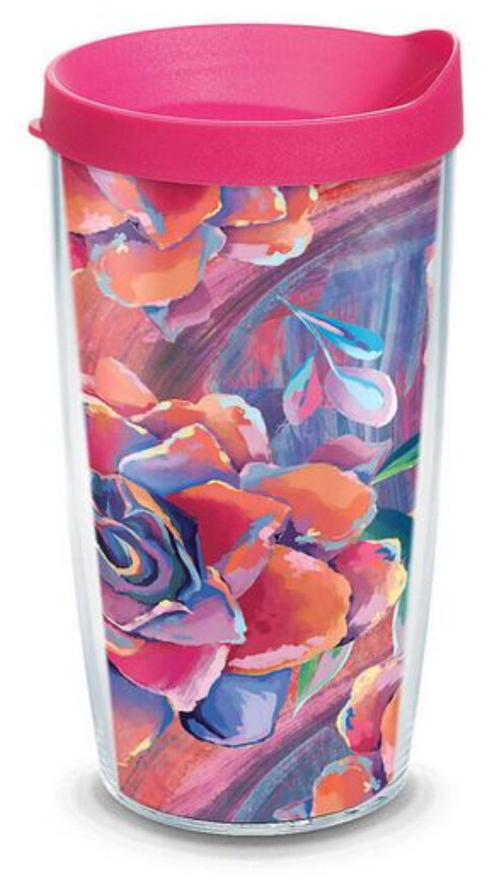 Tervis Sugar Magnolia 16 oz BPA Free Plastic Tumbler Mug With Pink ...