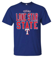 Fanatics Men's MLB Texas Rangers Alias Black Short Sleeve Crew Neck Shirt, Blue