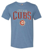 Fanatics Mens MLB Chicago Cubs Vintage Arch Short Sleeve Crew Neck T-Shirt, Blue