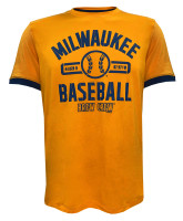 Fanatics Men's MLB Milwaukee Brewers Defender Arc Short Sleeve T-Shirt � Yellow