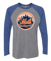 Fanatics Men's MLB New York Mets Jumbo Logo Long Sleeve Crew Neck T-Shirt, Gray