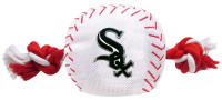 Pets First Chicago White Sox Nylon Baseball With Squeaker Rope Toy For Dogs