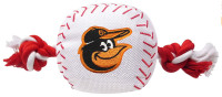 Pets First Baltimore Orioles Nylon Baseball With Squeaker Rope Toy For Dogs