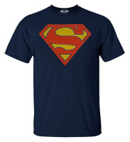 Rex Men's Superman 'S' Logo Short Sleeve Cotton Crew Neck Graphic T-Shirt - Blue