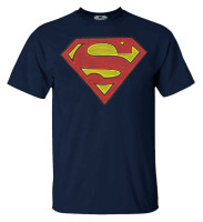 Rex Men's Superman 'S' Logo With Lines Short Sleeve Cotton Graphic Tee – Blue