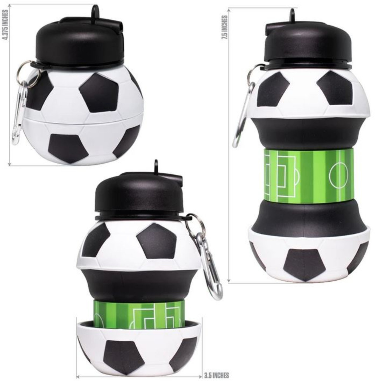 Maccabi Art Collapsible Silicone Soccer Ball Water Bottle, Expands To