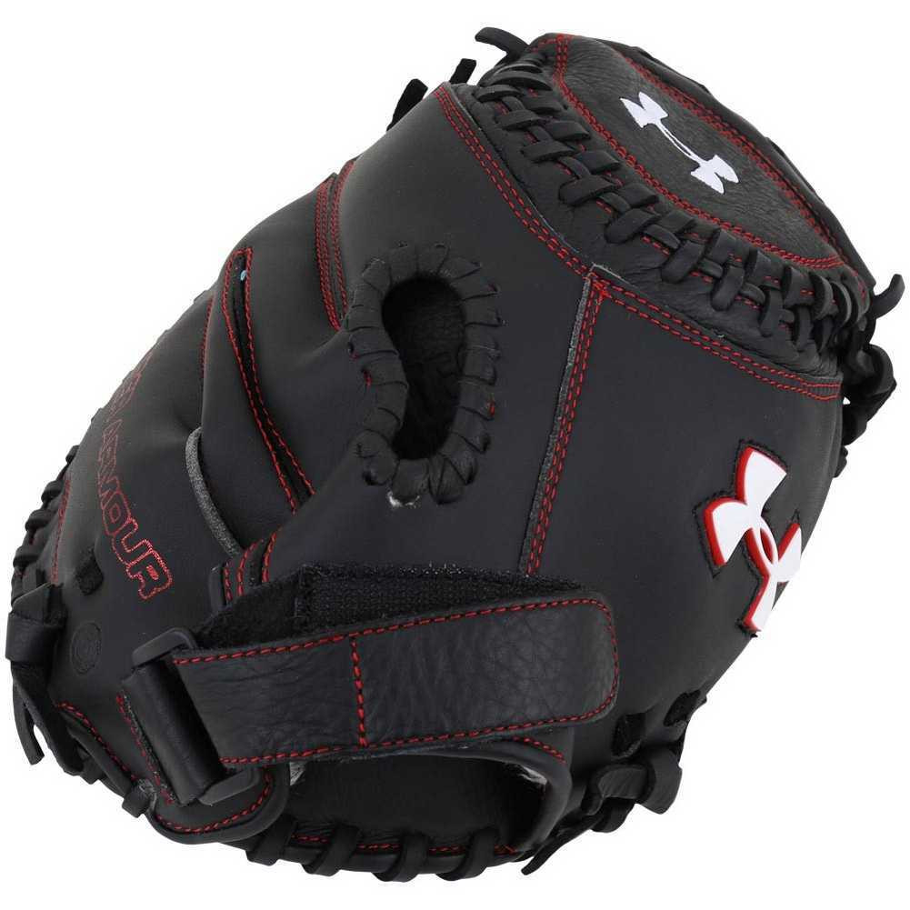 Under Armour Womens Framer Fast Pitch Catchers Mitt, Black/Red. UACMW100 Sports Diamond