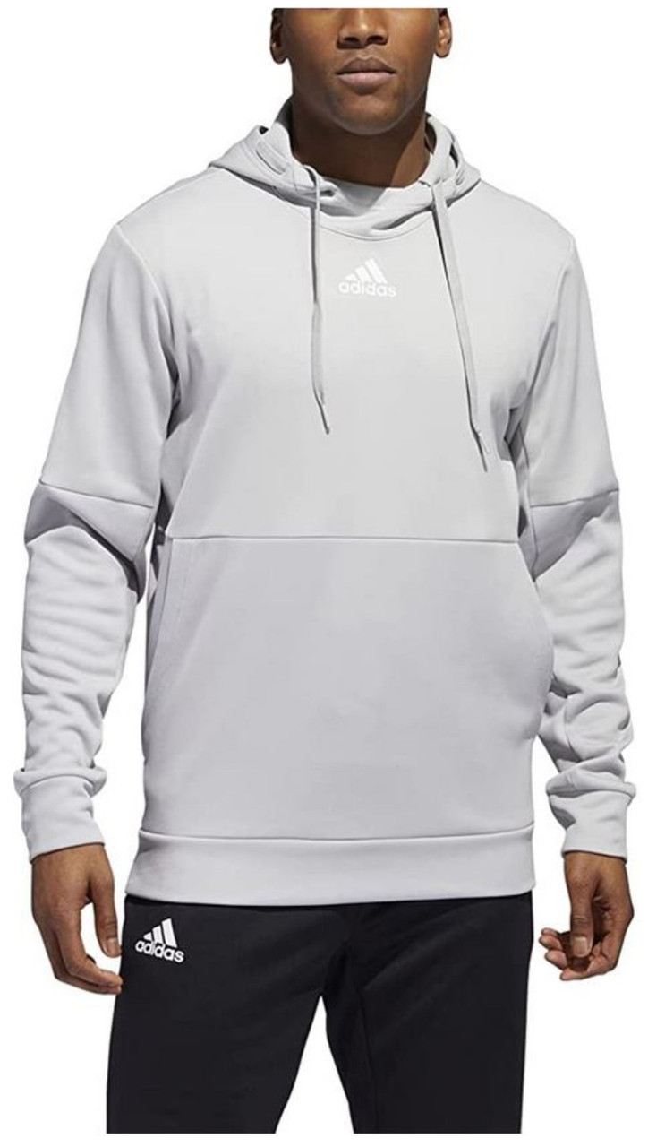 Adidas Men's Team Issue Training Pullover Hooded Sweatshirt � Gray/White -  Sports Diamond