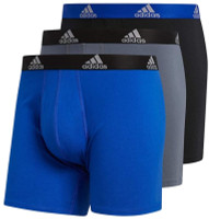Adidas Men's Stretch Cotton Boxer Brief Underwear (3-Pack) - Blue/Grey/Black