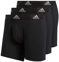 Adidas Men's Stretch Cotton Boxer Brief Tagless Underwear (3-Pack) - Black