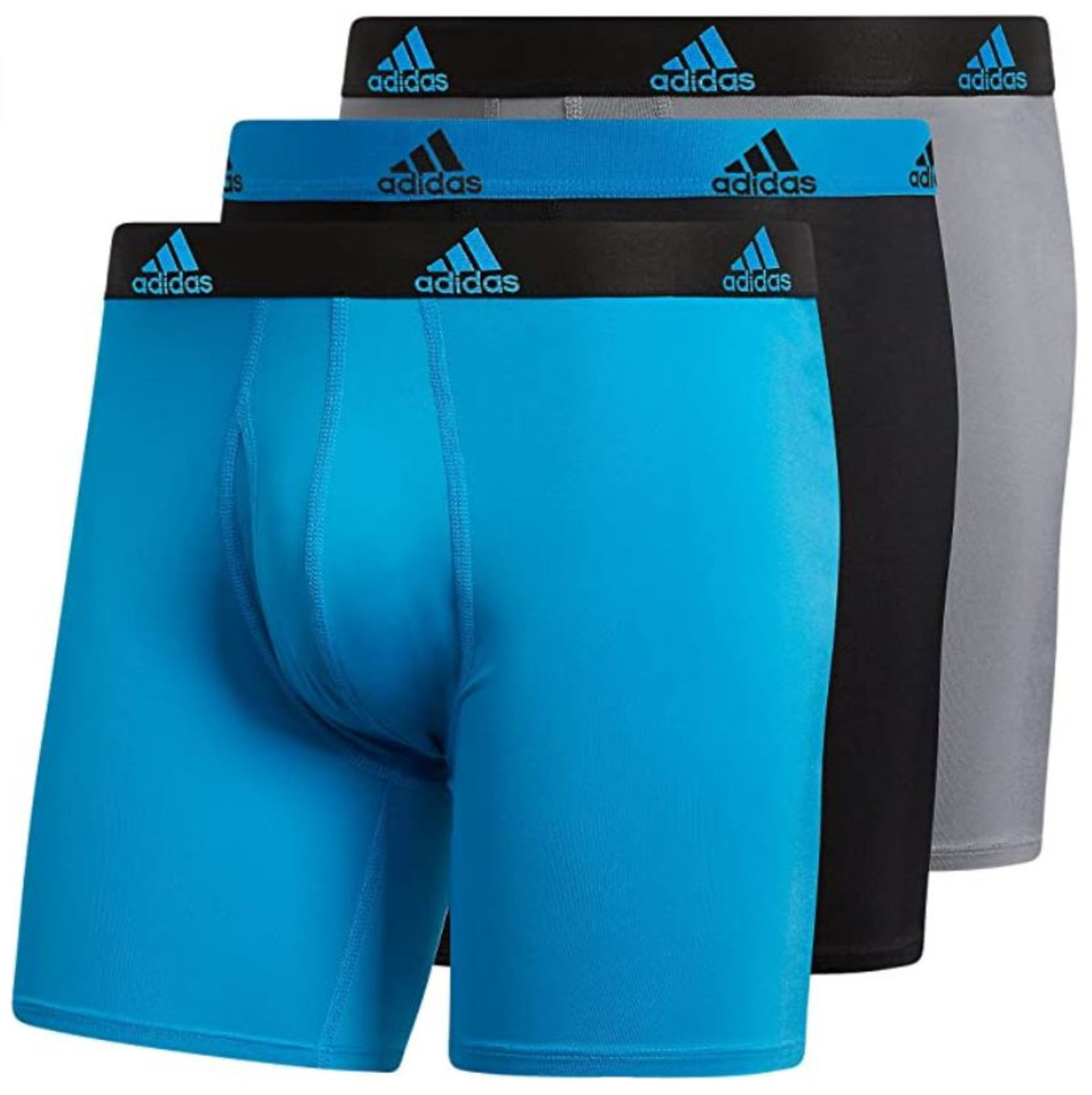 Adidas Men's Performance Boxer Brief Underwear (3-Pack) � Blue/Black/Grey -  Sports Diamond
