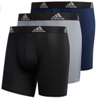 Adidas Men's Performance Boxer Brief Underwear (3-Pack) � Black/Grey/Navy