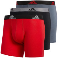 Adidas Men's Stretch Cotton Boxer Brief Underwear (3-Pack) � Red/Black/Onix Grey