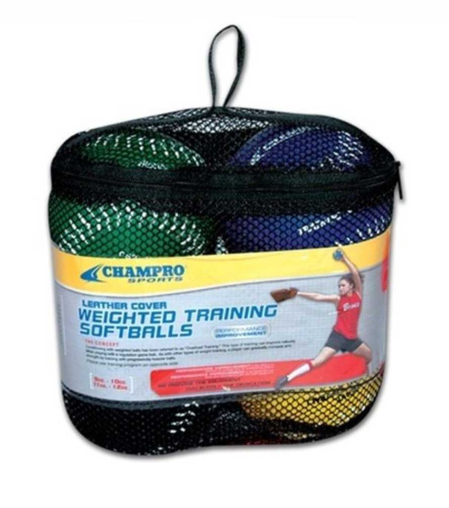 Lot 4 Softballs Lestés Champro – 9, 10, 11, 12 Oz, Avec Sac, Entraînement, Occasion