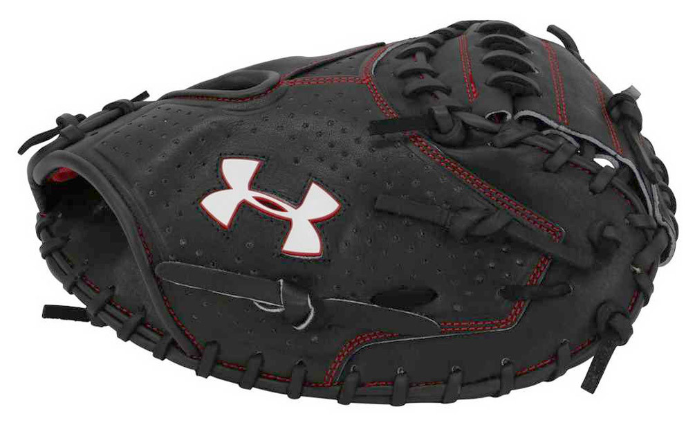 Under Armour ADULT Pro Series 34" Catchers Baseball Mitt, Black/Red