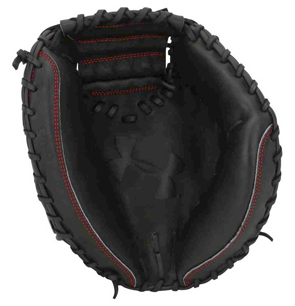 Under Armour ADULT Pro Series 34" Catchers Baseball Mitt, Black/Red