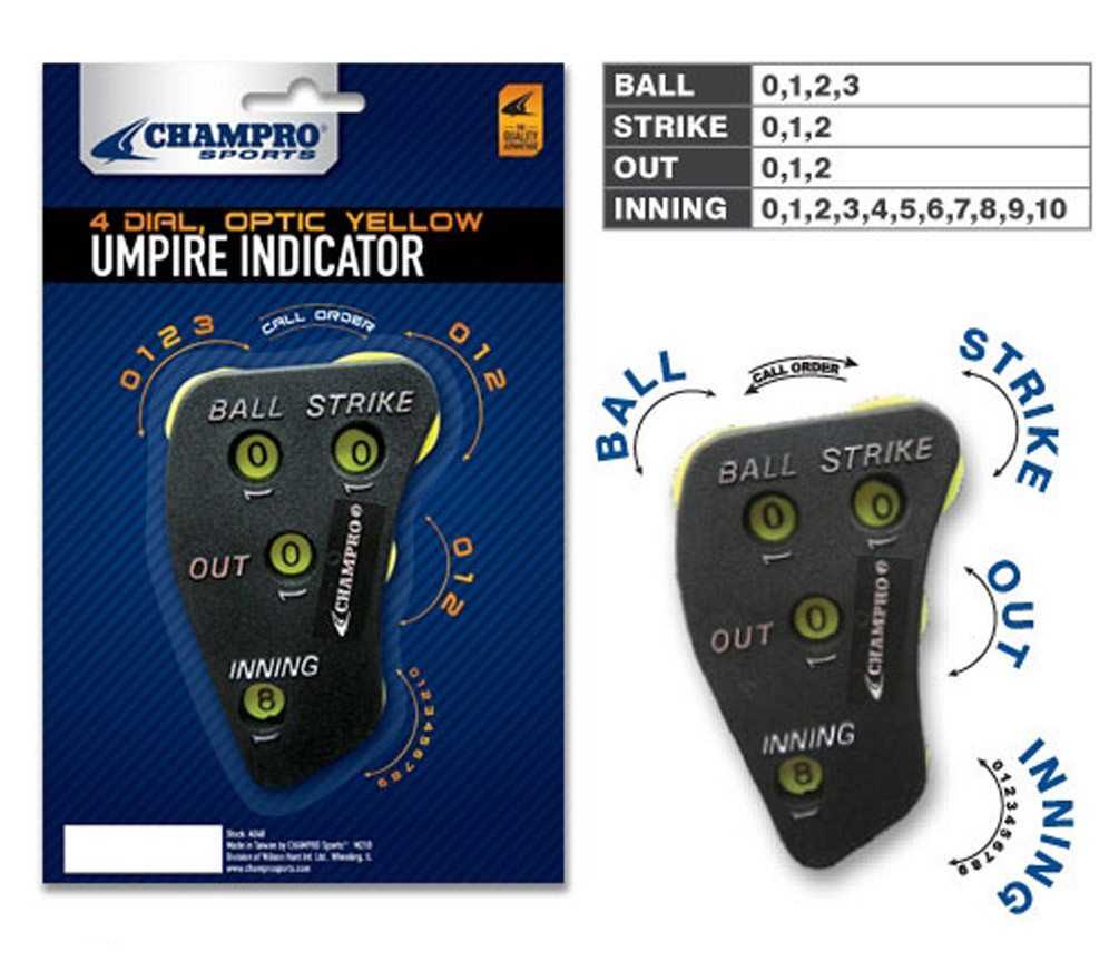 4 Dial Counter Track Pitches Base/Softball A048 Champro Umpire Ump Indicator 