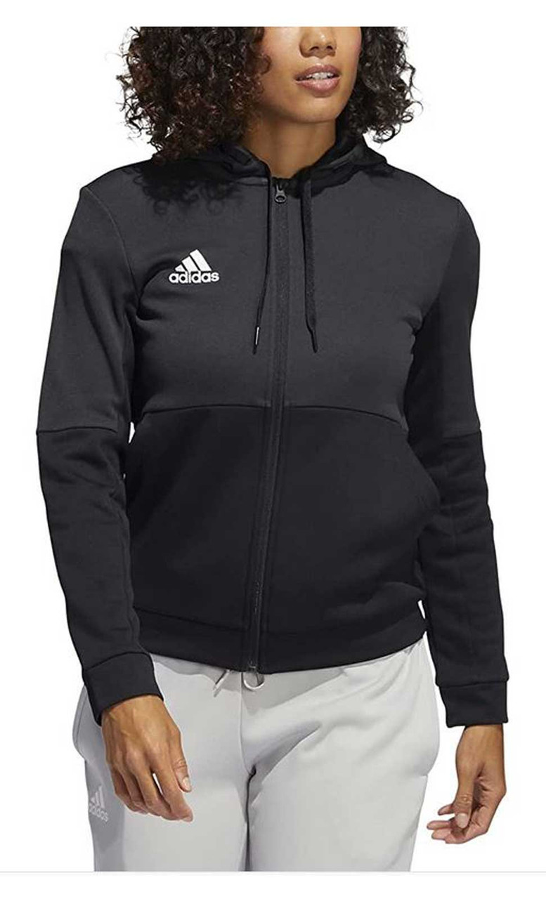 Adidas Women's Full-Zip Jacket, Moisture Wicking - Solid Black/White - Sports Diamond