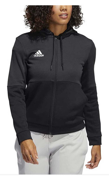 Adidas Women's TI FZ Full-Zip Jacket, Moisture Wicking - Solid Black/White  - Sports Diamond